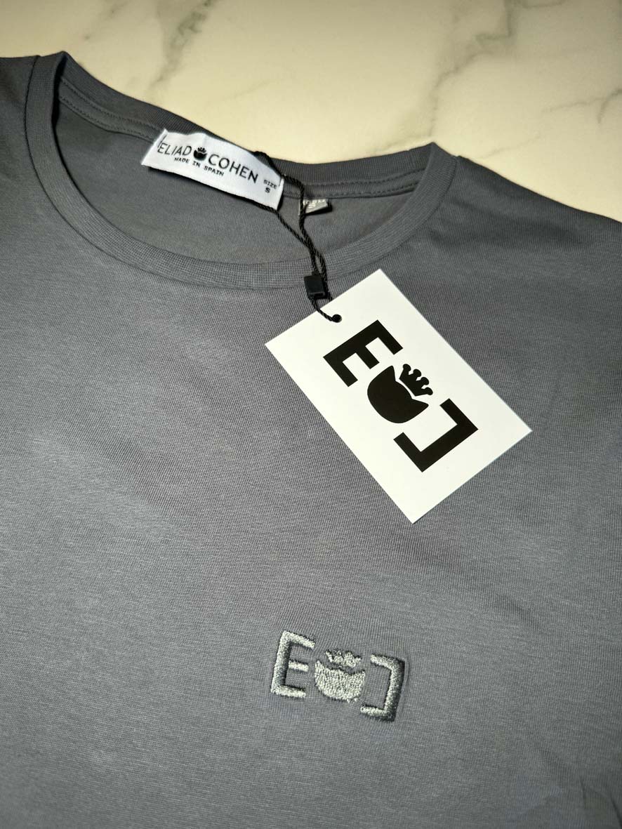 Embroidered Logo Grey T-Shirt